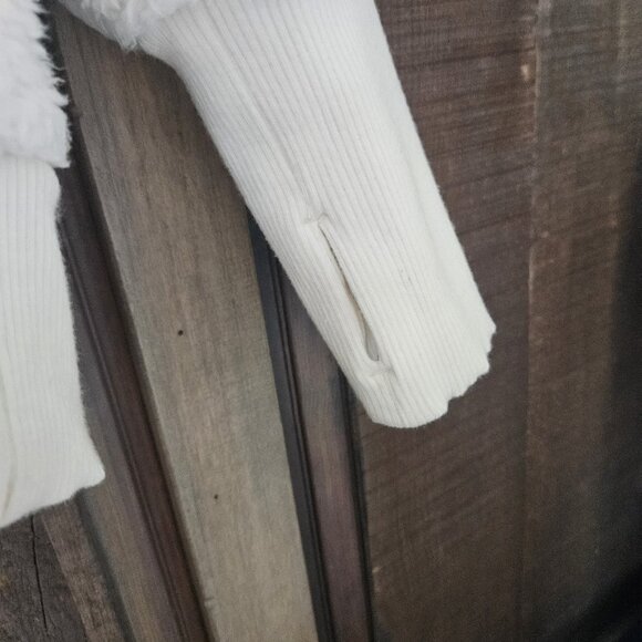 Athleta Nirvana Sherpa funnel Neck Cozy Pullover Sweatshirt Sweater S Cream - Picture 4 of 10